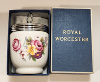 Royal Worcester Flowers Egg Coddler Poacher Porcelain Jar with Metal Lid Made in England New in Box