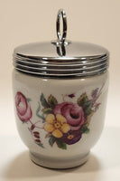 Royal Worcester Flowers Egg Coddler Poacher Porcelain Jar with Metal Lid Made in England New in Box