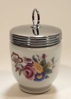 Royal Worcester Flowers Egg Coddler Poacher Porcelain Jar with Metal Lid Made in England New in Box