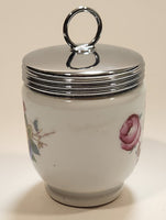 Royal Worcester Flowers Egg Coddler Poacher Porcelain Jar with Metal Lid Made in England New in Box