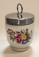 Royal Worcester Flowers Egg Coddler Poacher Porcelain Jar with Metal Lid Made in England New in Box