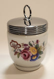 Royal Worcester Flowers Egg Coddler Poacher Porcelain Jar with Metal Lid Made in England New in Box