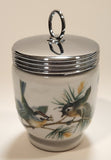 Royal Worcester Blue and Yellow Birds Egg Coddler Poacher Porcelain Jar with Metal Lid Made in England New in Box