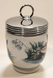 Royal Worcester Blue and Yellow Birds Egg Coddler Poacher Porcelain Jar with Metal Lid Made in England New in Box