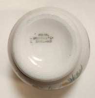 Royal Worcester Blue and Yellow Birds Egg Coddler Poacher Porcelain Jar with Metal Lid Made in England New in Box