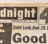 Midnight February 15 1977 Sybil Leek And 15 Top Psychics Reveal... Good News For 1977 Tabloid Newspaper