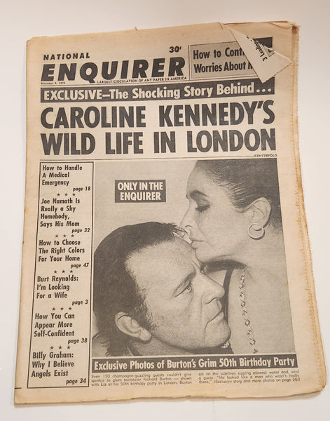 National Enquirer Magazine Dec 2 1975 Exclusive The Shocking Story Behind... Caroline Kennedy's Wild Life In London Tabloid Newspaper
