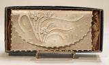 Vintage M M Kane Satin White Beaded Clutch Purse Made in Hong Kong in Box