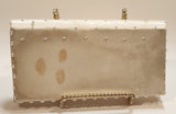 Vintage M M Kane Satin White Beaded Clutch Purse Made in Hong Kong in Box