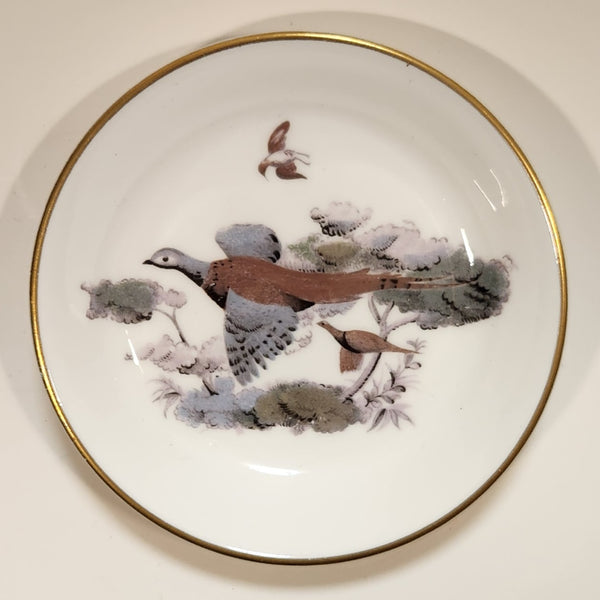 Vintage Royal Worcester Flying Pheasant Birds 3 7/8" Fine Bone China Trinket Dish Made in England