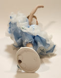 Ballerina Girl in Blue Dress 8" Tall Poseable Bisque Porcelain Doll with Stand