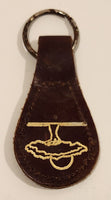 Vintage West Edmonton Village Brown Leather Fob Keychain Ring