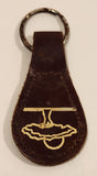 Vintage West Edmonton Village Brown Leather Fob Keychain Ring