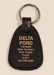 Vintage Delta Ford Canada's Most Northern Ford Dealer Inuvik N.W.T. Dark Blue Plastic Fob Keychain Ring