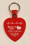 Vintage Start a Heart with CPR Yukon Whitehorse Heart Shaped Red Plastic Fob Keychain