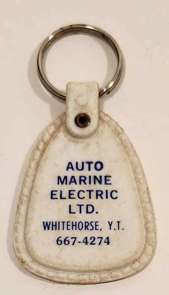 Vintage Auto Marine Electric Ltd. Whitehorse Yukon GM AC Delco White Plastic Fob Keychain Ring