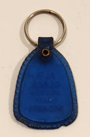 Vintage Al's Glass Drayton Valley Alberta Blue Plastic Fob Keychain Ring