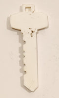 Vintage Salesman Sample Your Name Printed Here No. 35 Key Shaped White Plastic Fob Keychain