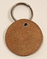 Vintage Salesman Sample No. V 41 Round Leather Fob Keychain Ring