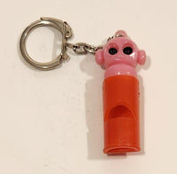 Pink Head Monkey Red Whistle Plastic Fob Keychain Ring