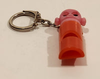 Pink Head Monkey Red Whistle Plastic Fob Keychain Ring