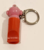 Pink Head Monkey Red Whistle Plastic Fob Keychain Ring
