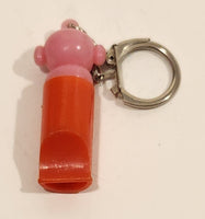 Pink Head Monkey Red Whistle Plastic Fob Keychain Ring