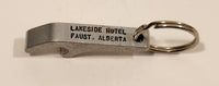 Vintage Lakeside Hotel Faust Alberta Metal Bottle Opener Fob Keychain Ring