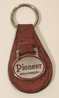 Vintage Pioneer Machinery Brown Top Grain Leather Fob Keychain Ring