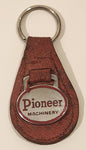 Vintage Pioneer Machinery Brown Top Grain Leather Fob Keychain Ring
