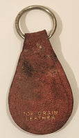 Vintage Pioneer Machinery Brown Top Grain Leather Fob Keychain Ring