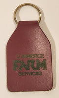Vintage Commerce Farm Services Red Leather Fob Keychain Ring