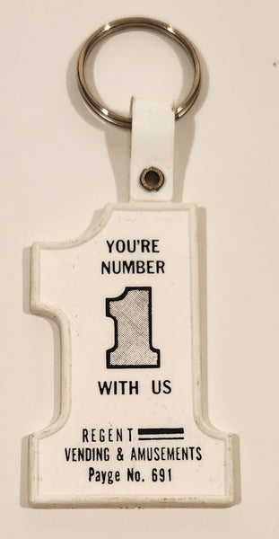 You're Number 1 With Us Regent Vending & Amusements Ottawa Ontario Payge No. 691 White Rubber Fob Keychain Ring