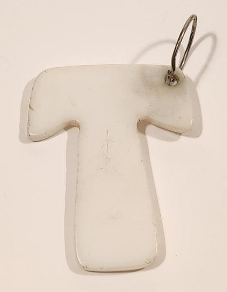 Letter T White Plastic Fob Keychain Ring