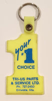 Your #1 Choice Tri-Us Parts & Service Ltd. Entwistle Alberta Fluorescent Yellow Rubber Fob Keychain Ring