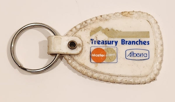 Vintage Alberta Treasury Branches Mastercard White Plastic Fob Keychain