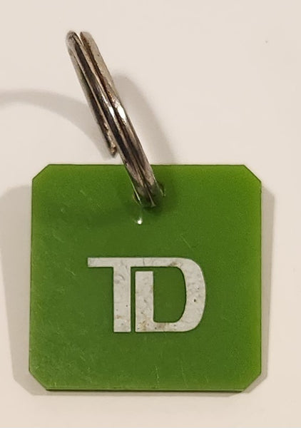 TD Toronto Dominion Bank Green Plastic Fob Keychain Ring