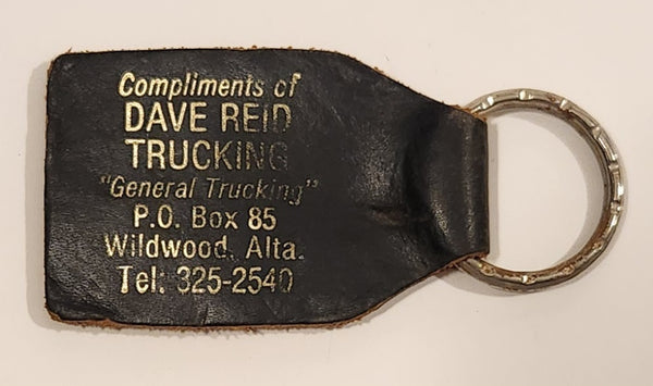 Compliments Dave Reid Trucking "General Trucking" Wildwood Alberta Black Leather Fob Keychain Ring