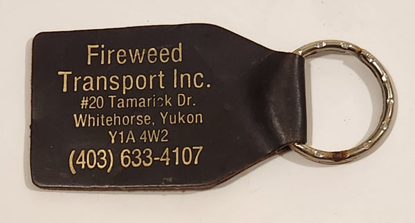 Fireweed Transport Inc. Whitehorse Yukon Brown Leather Fob Keychain Ring