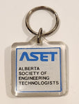 Vintage ASET Alberta Society Of Engineering Technologists Acrylic Fob Keychain Ring