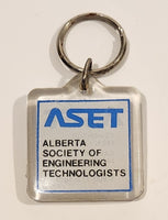 Vintage ASET Alberta Society Of Engineering Technologists Acrylic Fob Keychain Ring