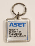 Vintage ASET Alberta Society Of Engineering Technologists Acrylic Fob Keychain Ring
