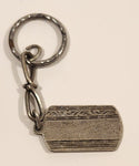 Silver .900 Ornate Engraved Metal Fob Keychain Ring