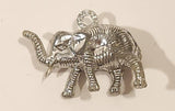 Vintage Silver Look Plastic Elephant Necklace Charm Made in Hong Kong