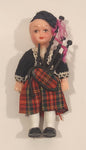 Vintage Scottish Boy with Bagpipes wearing Glengarry Cap 4 1/2" Plastic Toy Doll Made in Hong Kong