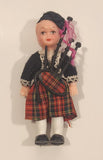 Vintage Scottish Boy with Bagpipes wearing Glengarry Cap 4 1/2" Plastic Toy Doll Made in Hong Kong
