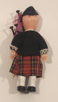 Vintage Scottish Boy with Bagpipes wearing Glengarry Cap 4 1/2" Plastic Toy Doll Made in Hong Kong