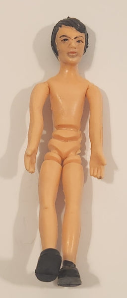 Vintage Mid Century Man with Brown Hair 5 1/4" Rubber Toy Doll Made in Hong Kong