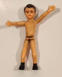 Vintage Mid Century Boy with Brown Hair 4" Rubber Toy Doll Made in Hong Kong