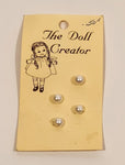 Vintage Mid Century The Doll Creator 3/16" Diameter Pearl Like White Buttons Set of 4